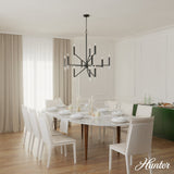 Hunter Sunjai 12-Light Matte Black Traditional Crystal Chandelier