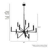Hunter Sunjai 12-Light Matte Black Traditional Crystal Chandelier