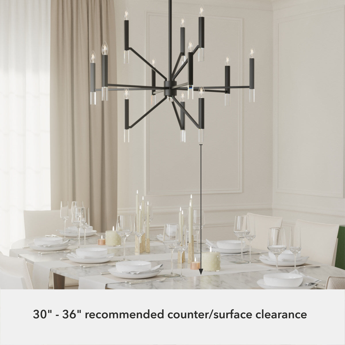 Hunter Sunjai 12-Light Matte Black Traditional Crystal Chandelier