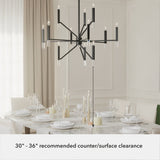 Hunter Sunjai 12-Light Matte Black Traditional Crystal Chandelier