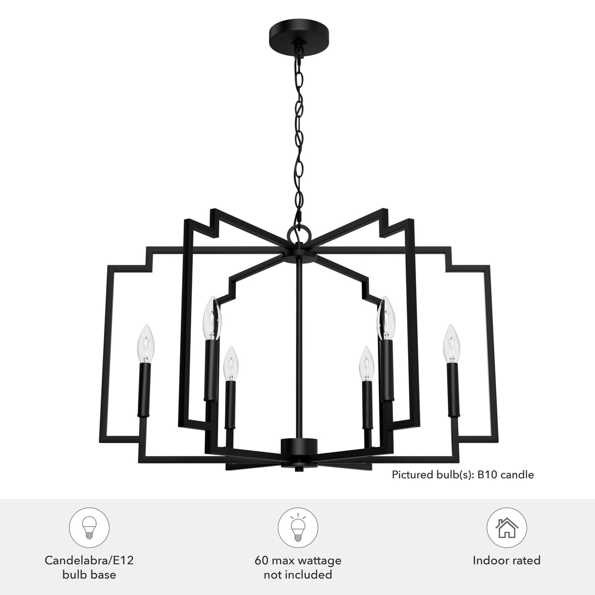 Hunter Zoanne 6-Light Matte Black Modern/Contemporary Cage Chandelier
