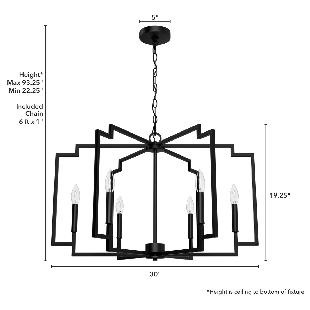 Hunter Zoanne 6-Light Matte Black Modern/Contemporary Cage Chandelier