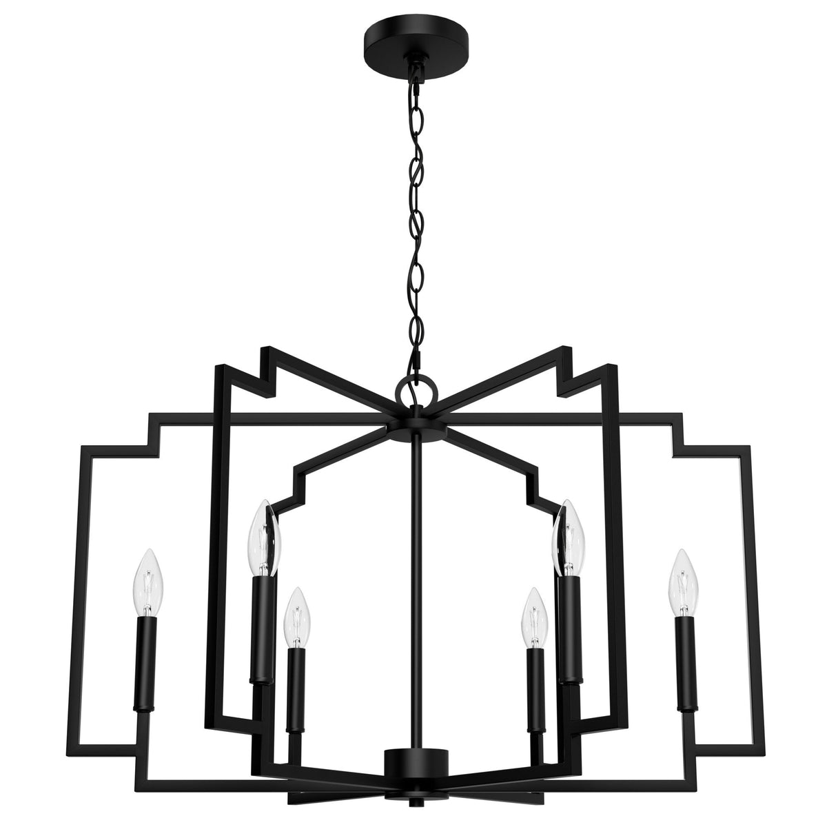 Hunter Zoanne 6-Light Matte Black Modern/Contemporary Cage Chandelier