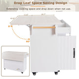 Runesay White Mdf Base with Mdf Wood Top Rolling Kitchen Island (20.55-in x 51.06-in x 35.04-in)
