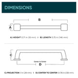 Origin21 Origin 21 Mattis (128Mm) Center to Center Matte Black Rectangular Bar Drawer Pull