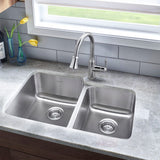 American Standard Danville 31-in x 20-in Stainless Steel Double Offset Bowl Undermount Residential Kitchen Sink