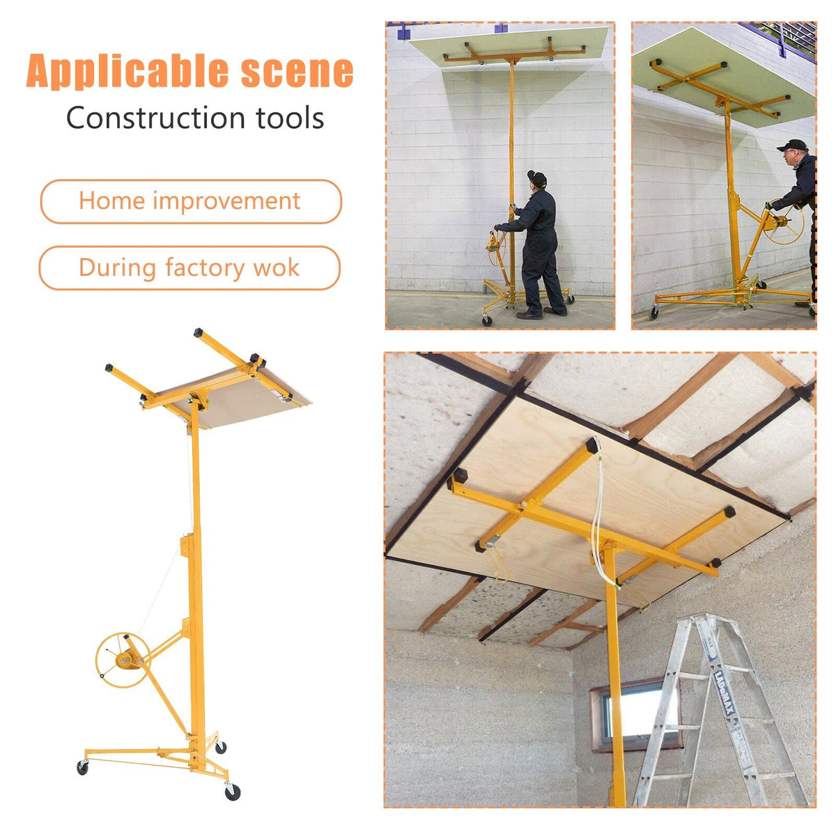 Maocao Hoom 16ft Drywall Lift 16-ft H x 53.5-in L x 53.5-in W Steel Drywall Lift