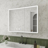 ExBrite Luvia 40-in x 30-in Lighted LED Fog Free Surface/Recessed Mount Silver Mirrored Soft Close Medicine Cabinet with Outlet