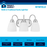 Project Source Wynfield 3-Light Brushed Nickel Traditional Vanity Light, 18.86-in Width