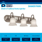 Portfolio Shaker Park 24.02-in 3-Light Brushed Nickel Traditional Vanity Light Bar