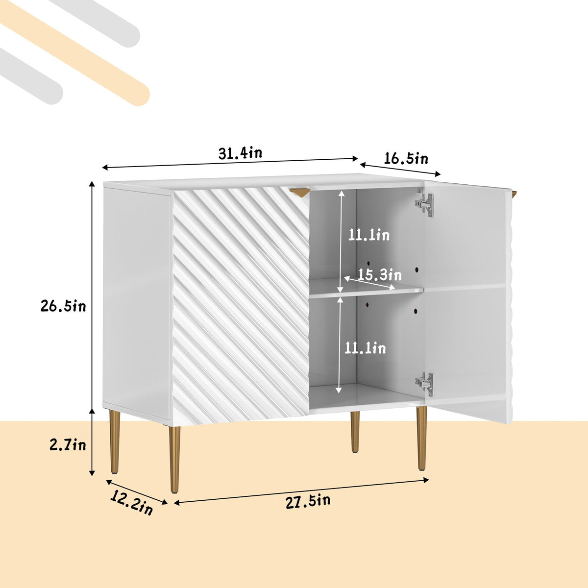 Clihome 15.75-in W x 31-in H Mdf White Freestanding Utility Storage Cabinet