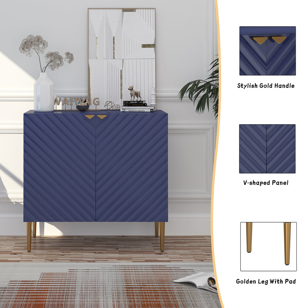 Clihome 15.75-in W x 31-in H Mdf Navy Freestanding Utility Storage Cabinet