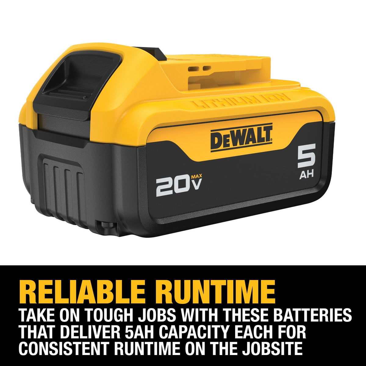 DEWALT XR 20-Volt MAX 2-Pack 5.0Ah Lithium-Ion Battery Kit with Charger and Soft Bag (DCB205-2CK)