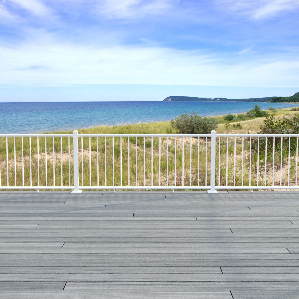 Deckorators 2.5-in x 2.5-in x 4-1/2-ft Textured White Aluminum Deck Middle Stair Post