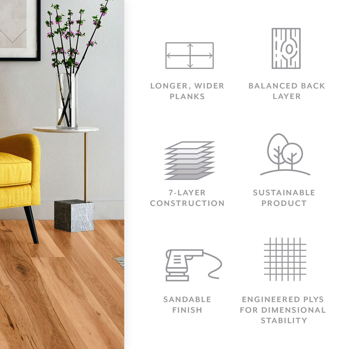 Element Flooring Hickory Thistle hardwood flooring — color and finish detail