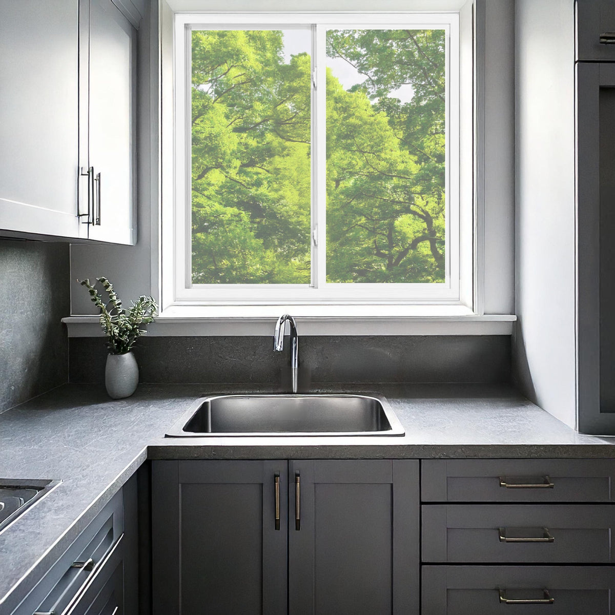 Project Source 10001 Series 35-1/2-in x 35-1/2-in x 3-in Jamb Left-operable Vinyl White Sliding Window Half Screen Included