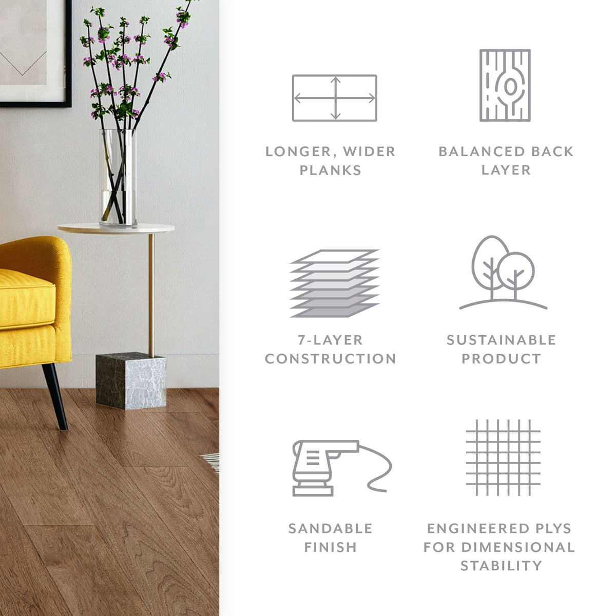 Element Flooring Hickory Plush Knot hardwood flooring — color and finish detail