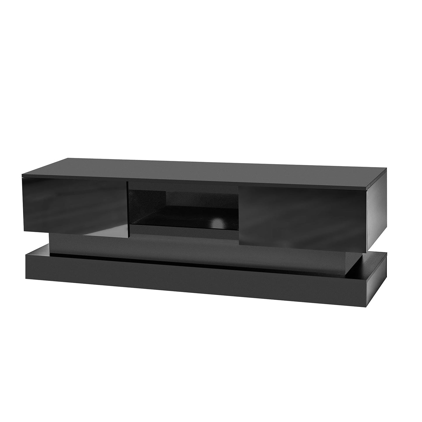 GZMR Black morden TV Stand with LED Lights Modern/Contemporary Black Tv Cabinet (Accommodates TVs up to 55-in)