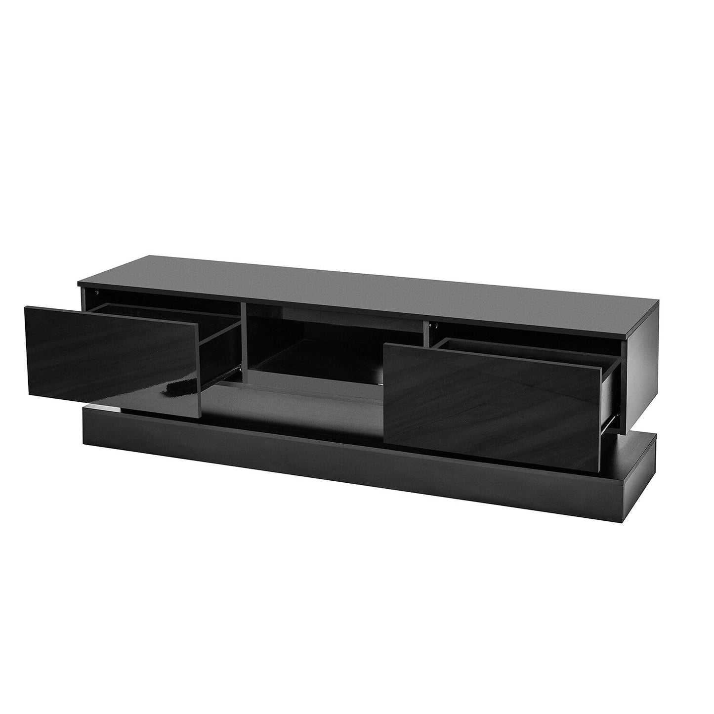 GZMR Black morden TV Stand with LED Lights Modern/Contemporary Black Tv Cabinet (Accommodates TVs up to 55-in)