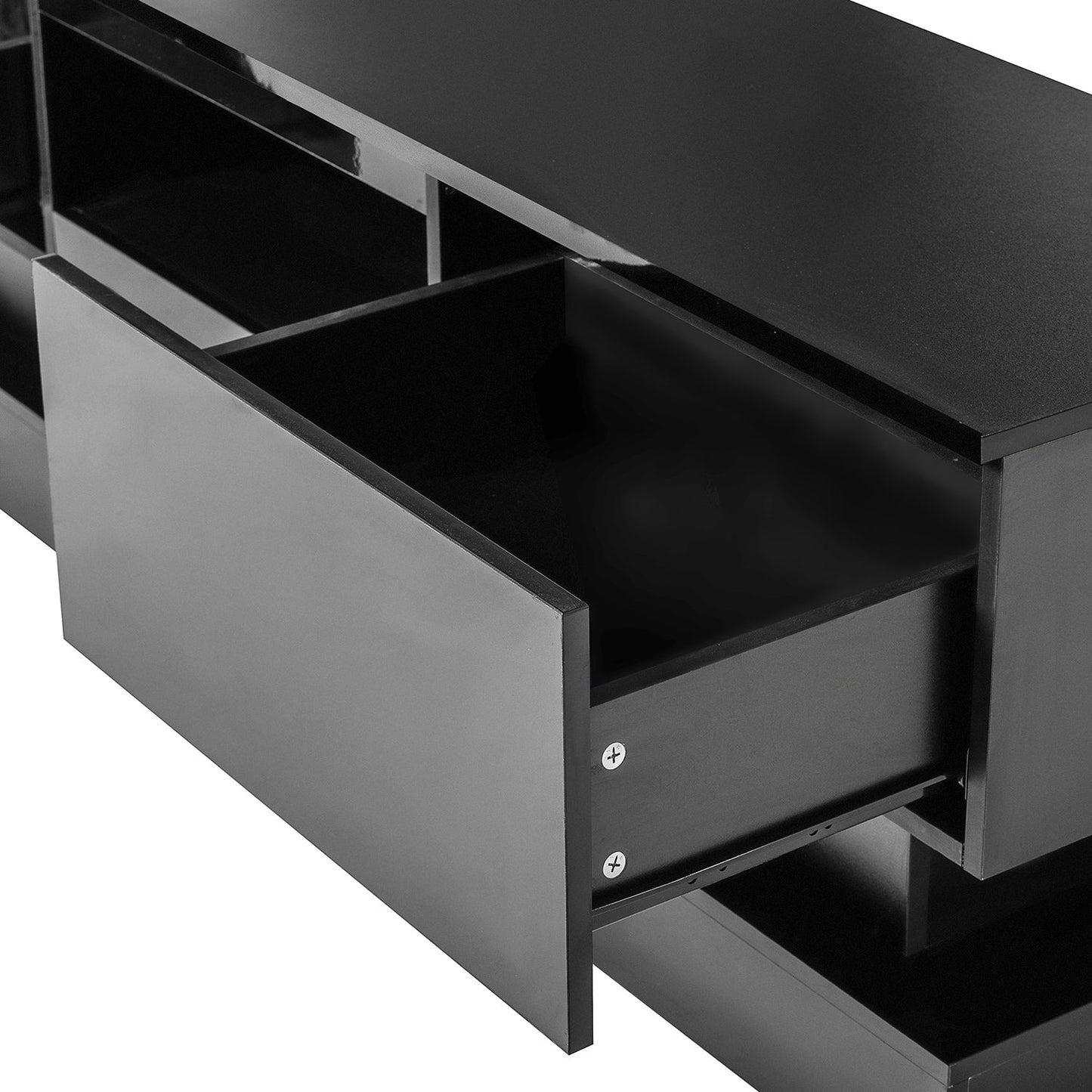 GZMR Black morden TV Stand with LED Lights Modern/Contemporary Black Tv Cabinet (Accommodates TVs up to 55-in)