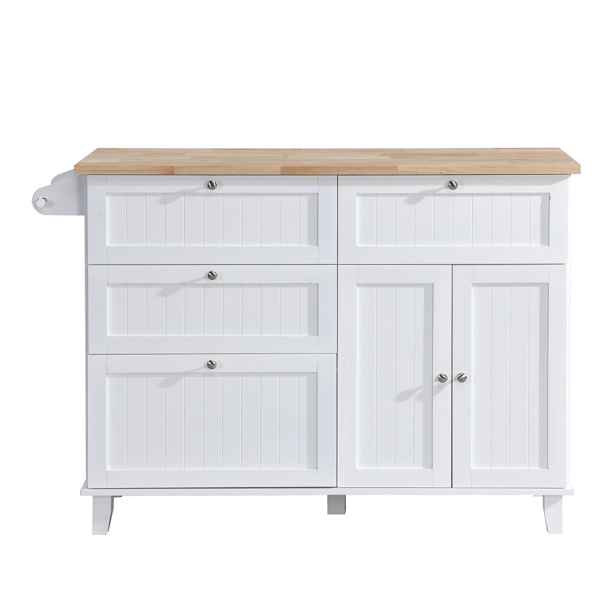 BABOOM White Wood Base with Wood Top Kitchen Island (29.5-in x 50.3-in x 36.6-in)