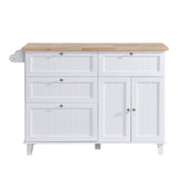 BABOOM White Wood Base with Wood Top Kitchen Island (29.5-in x 50.3-in x 36.6-in)
