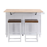 BABOOM White Wood Base with Wood Top Kitchen Island (29.5-in x 50.3-in x 36.6-in)