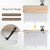 BABOOM White Wood Base with Wood Top Kitchen Island (29.5-in x 50.3-in x 36.6-in)