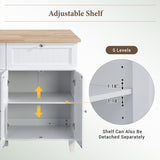 BABOOM White Wood Base with Wood Top Kitchen Island (29.5-in x 50.3-in x 36.6-in)