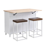 BABOOM White Wood Base with Wood Top Kitchen Island (29.5-in x 50.3-in x 36.6-in)