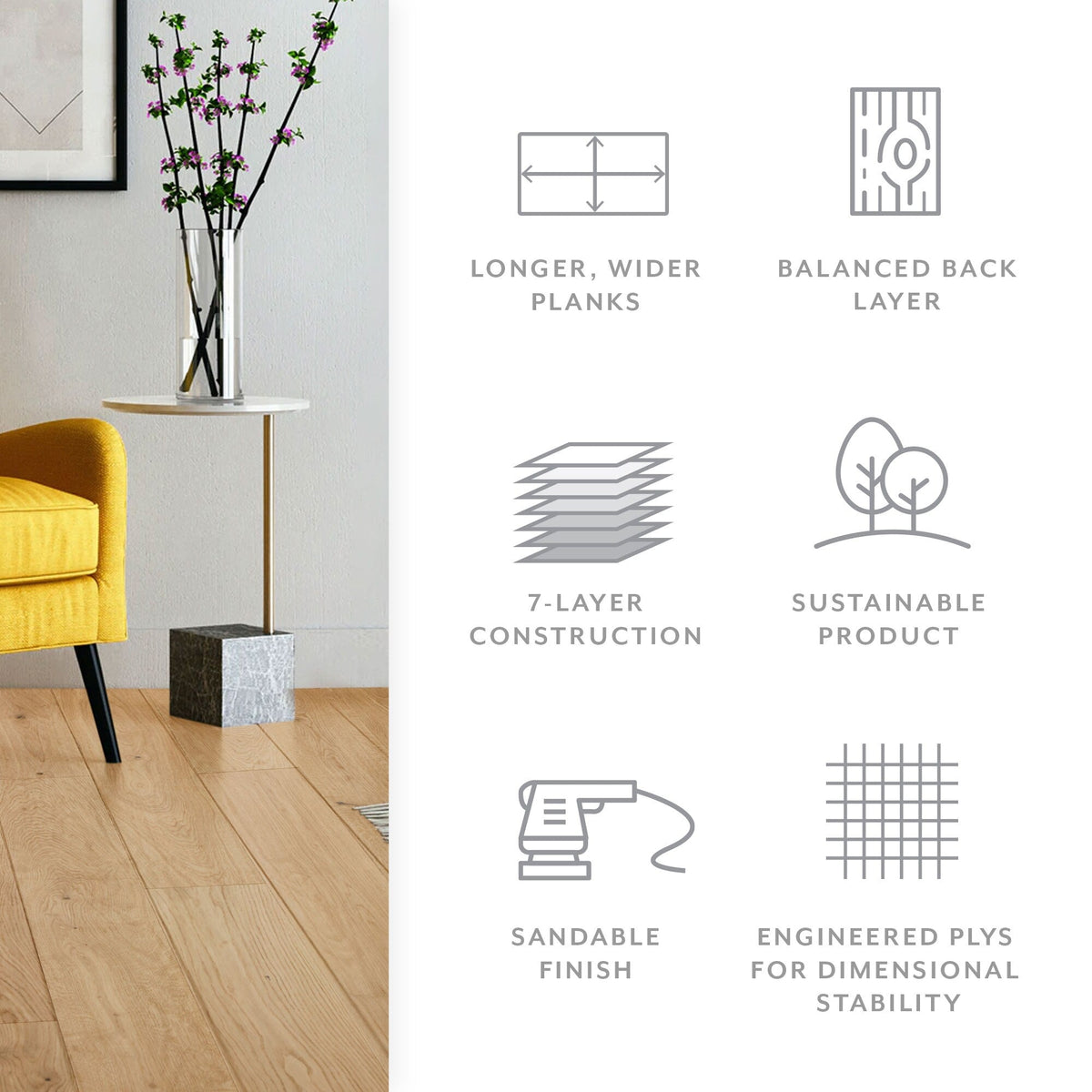 Element Flooring European white oak Yuma Sand hardwood flooring — color and finish detail