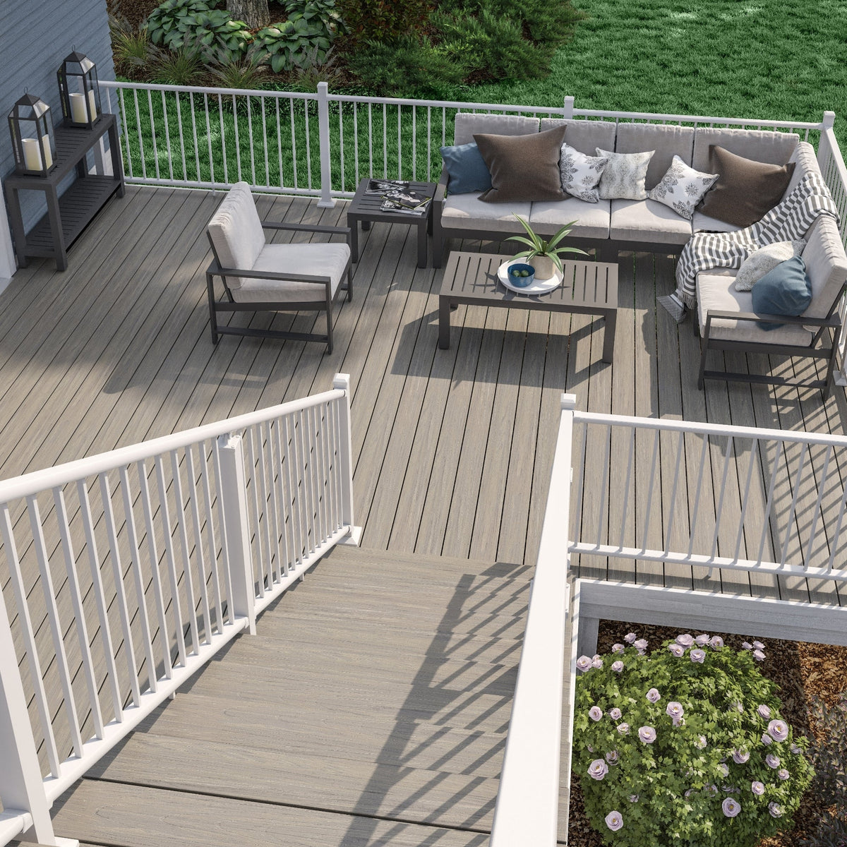 Deckorators 2.5-in x 2.5-in x 3-1/4-ft Textured White Aluminum Deck Line Post