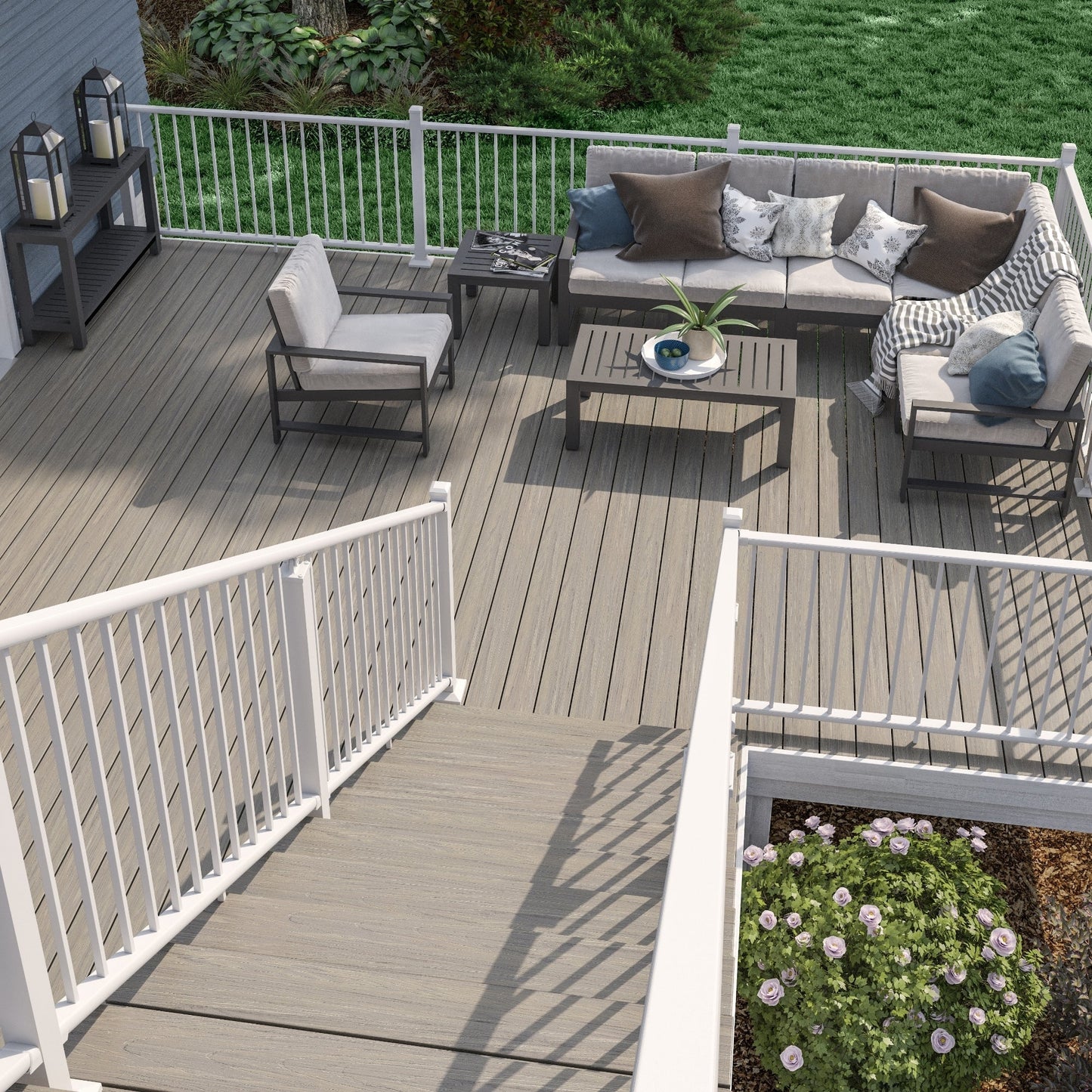 Deckorators 2.5-in x 2.5-in x 3-1/4-ft Textured White Aluminum Deck Line Post