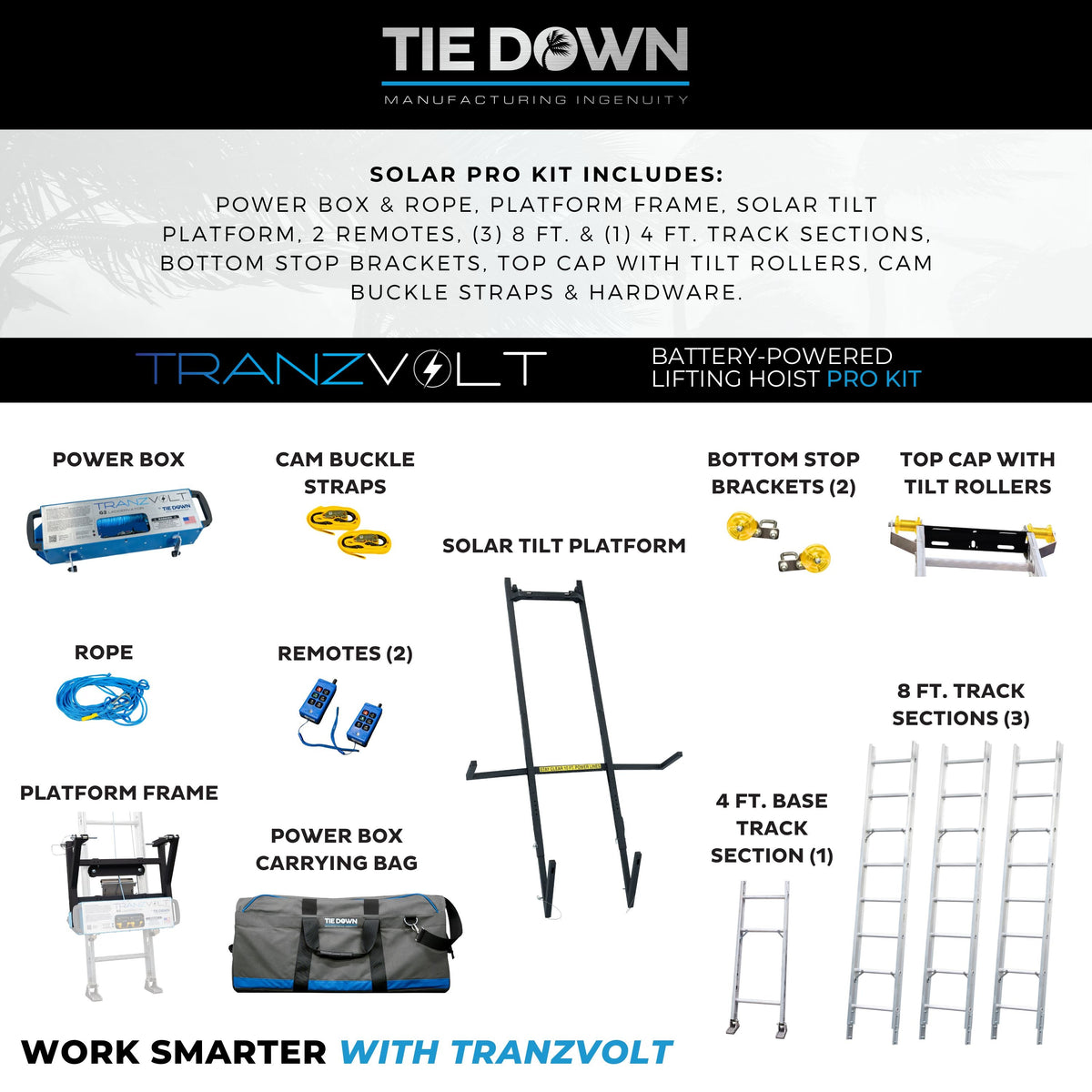 Tie Down TranzVolt Solar Tilt Platform (Platform Only) for Ladder Hoists, SKU 40676