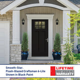 Therma-Tru Benchmark Doors Smooth-Star 36-in x 80-in Fiberglass Craftsman 6-Lite Left-Hand Inswing Ready-to-Paint Prehung Front Door with Brickmould