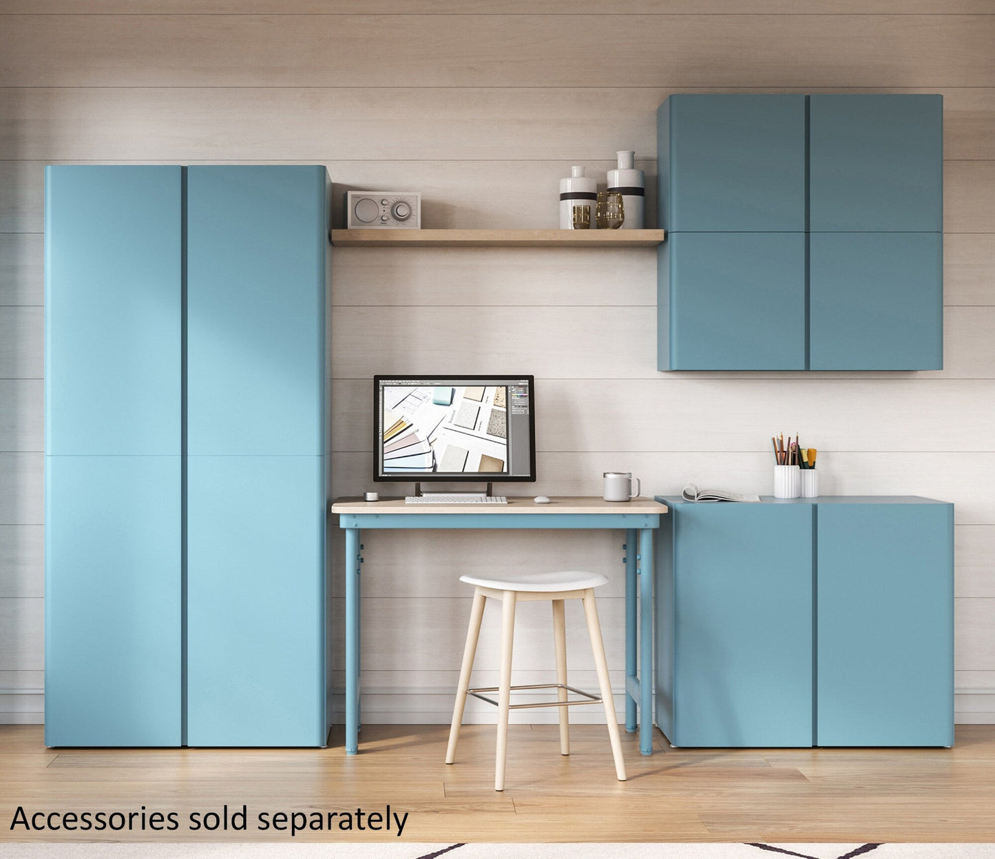 Everest Work Table 44-in W x 32-in H Steel Modern Blue Freestanding Utility Storage Cabinet