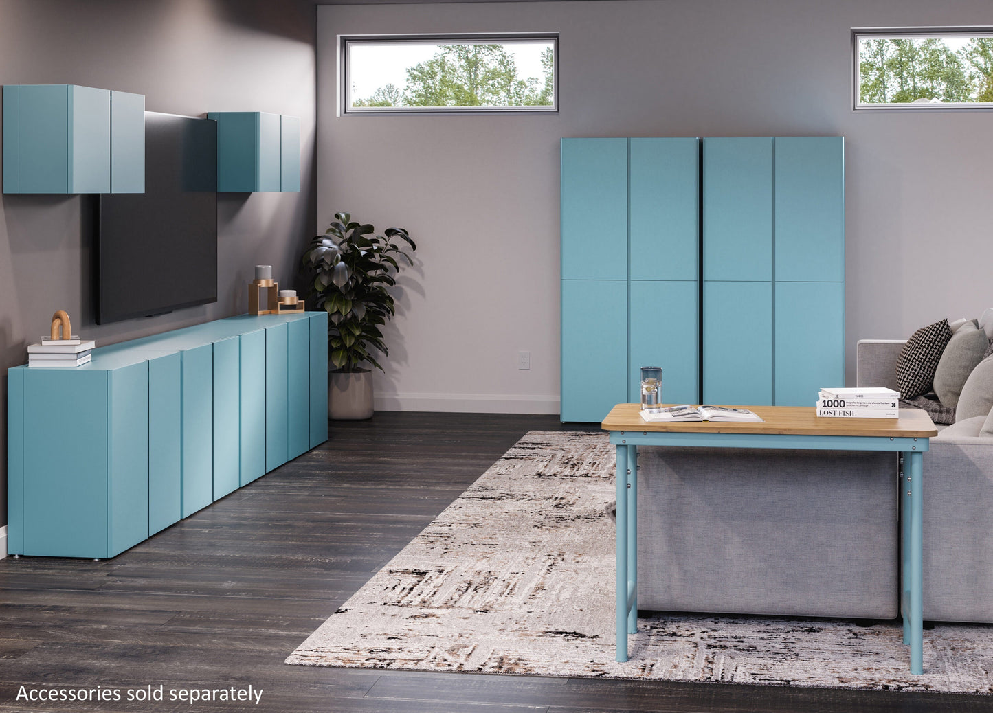 Everest Work Table 44-in W x 32-in H Steel Modern Blue Freestanding Utility Storage Cabinet