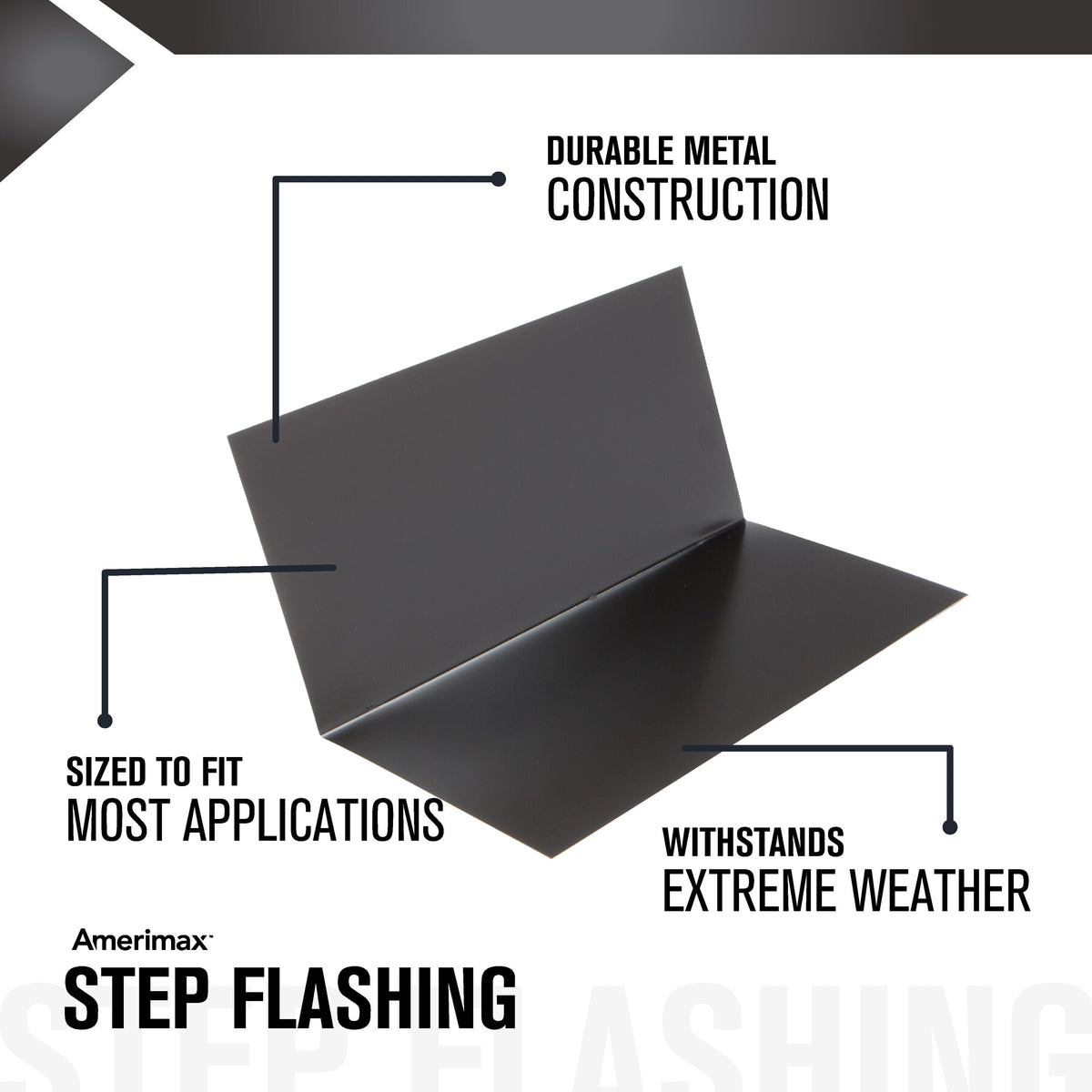 Amerimax 4-in x 8-in Black Aluminum Step Flashing