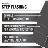 Amerimax 50-Pack 4-in x 8-in Black Galvanized Steel Step Flashing