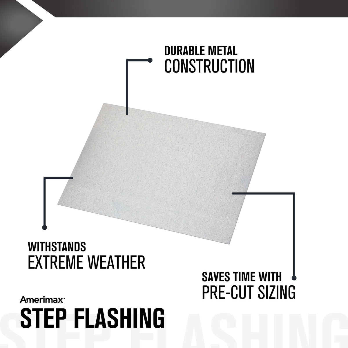 Amerimax Flat Shingle Step Flashing, 5-in x 7-in, Silver Galvanized Steel