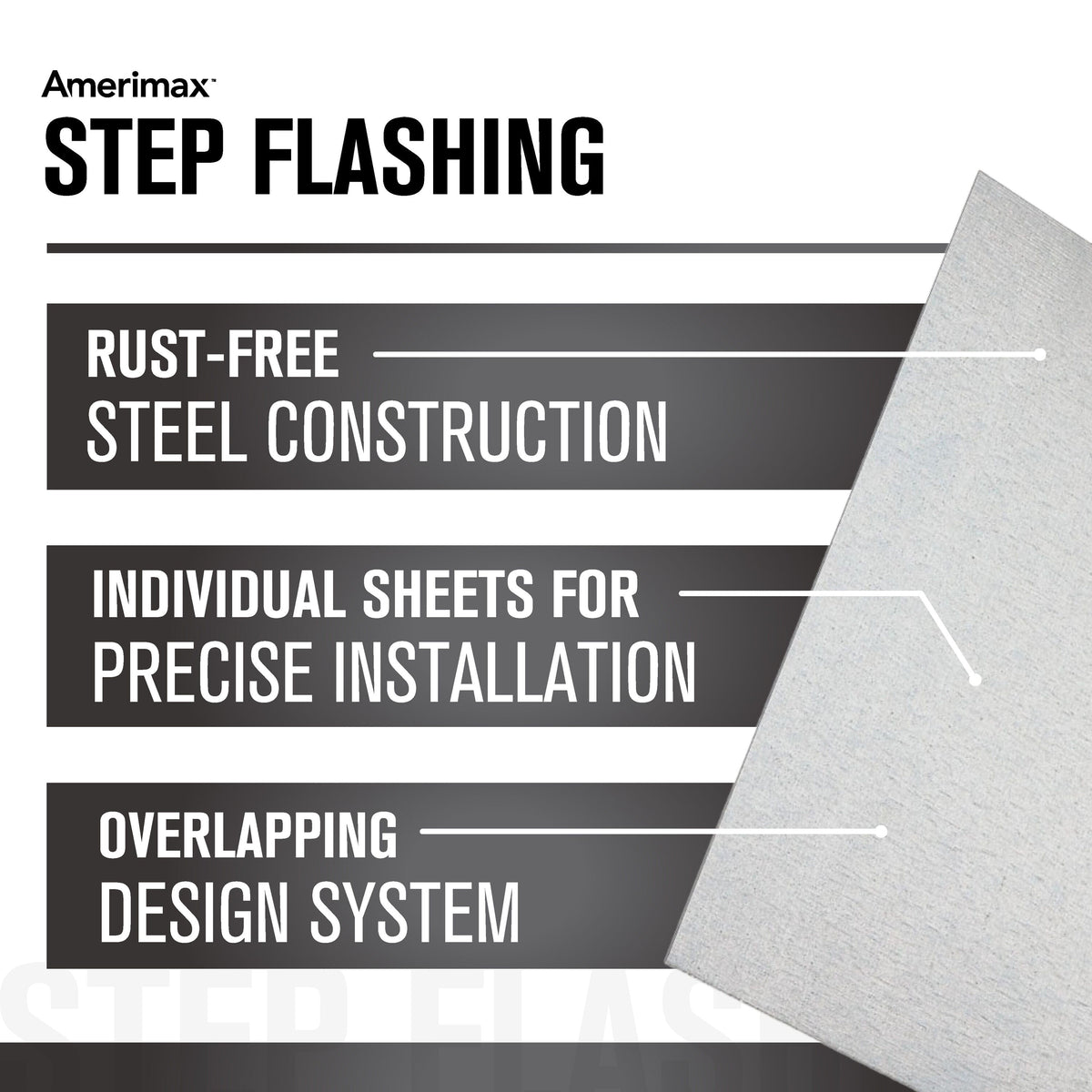 Amerimax Flat Shingle Step Flashing, 5-in x 7-in, Silver Galvanized Steel