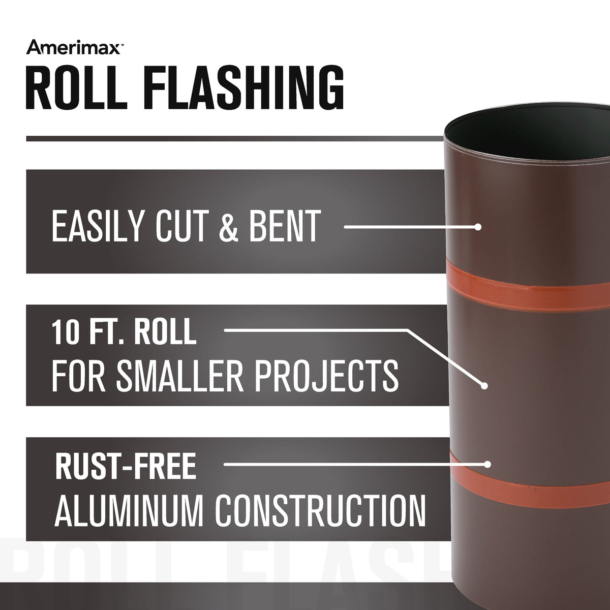 Amerimax Roll Flashing, 10-in x 10-ft, Black Aluminum