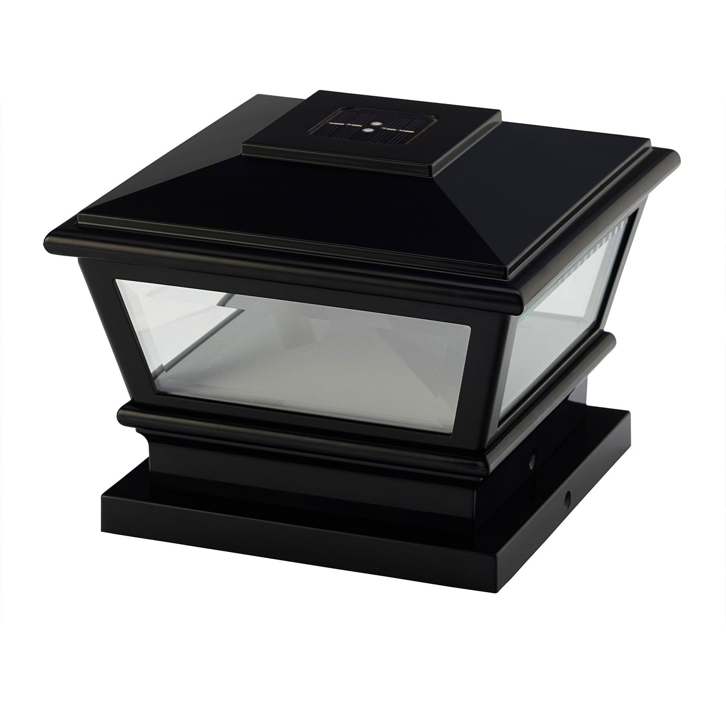 RELIABILT 4-in x 4-in 5-Lumen Black Solar LED Outdoor Post Cap Light (5000 K)