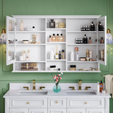 WELLFOR V1 Solid Wood 55-in x 35-in Surface Mount White Mirrored Soft Close Medicine Cabinet