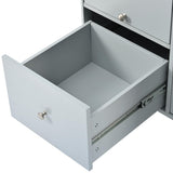 Bayfeve Grey Blue Kitchen Island with Drop Leaf, LED Light Kitchen Cart on Wheels with 2 Fluted Glass Doors and 1 Flip Cabinet Door, Large Kitchen Island Cart with an Adjustable Shelf and 2 Drawers