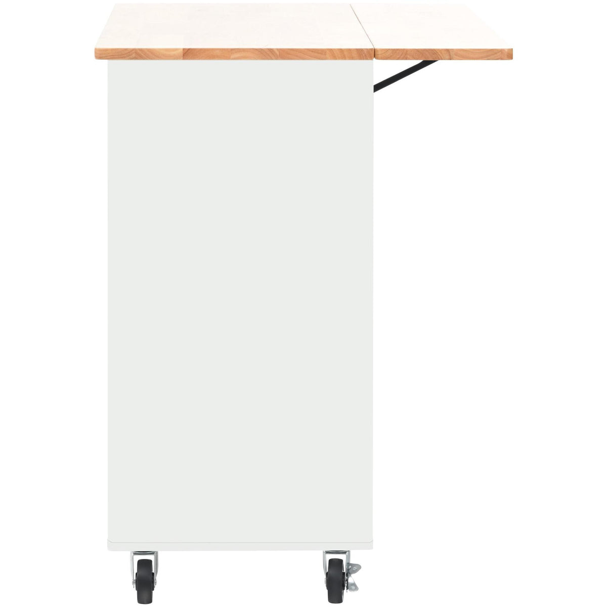Bayfeve White Kitchen Island with Drop Leaf, LED Light Kitchen Cart on Wheels with 2 Fluted Glass Doors and 1 Flip Cabinet Door, Large Kitchen Island Cart with an Adjustable Shelf and 2 Drawers