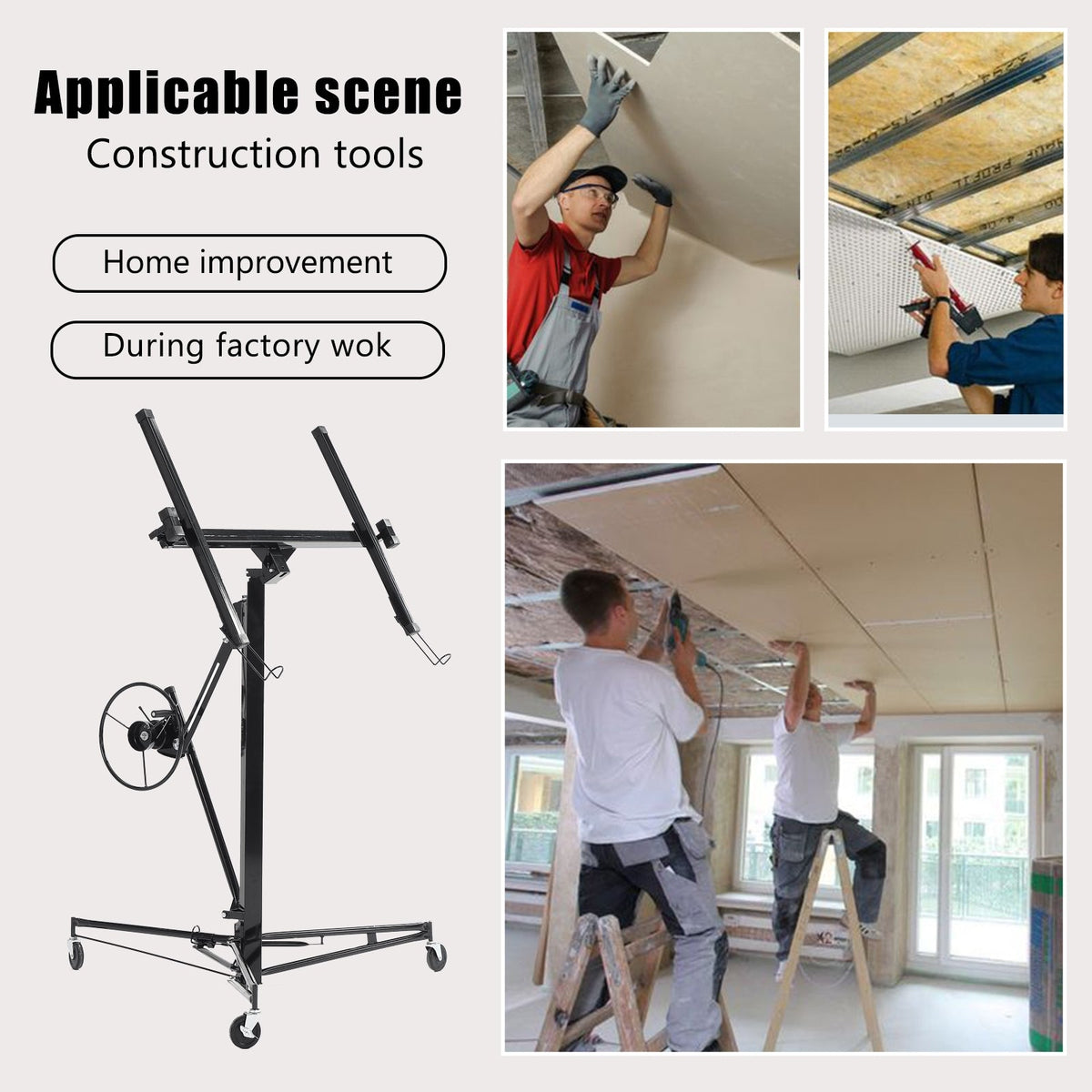 Maocao Hoom 13ft Drywall Lift 13-ft H x 53.5-in L x 53.5-in W Steel Drywall Lift
