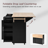 Bayfeve Kitchen Island with Drop Leaf, Kitchen Storage Cart with 3 Tier Pull Out Cabinet Organizer, Internal Storage Rack, Rolling Kitchen Cart on Wheels with Towel Rack, 2 Drawers, for Kitchen, Black