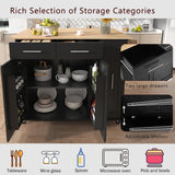 Bayfeve Kitchen Island with Drop Leaf, Kitchen Storage Cart with 3 Tier Pull Out Cabinet Organizer, Internal Storage Rack, Rolling Kitchen Cart on Wheels with Towel Rack, 2 Drawers, for Kitchen, Black
