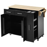 Bayfeve Kitchen Island with Drop Leaf, Kitchen Storage Cart with 3 Tier Pull Out Cabinet Organizer, Internal Storage Rack, Rolling Kitchen Cart on Wheels with Towel Rack, 2 Drawers, for Kitchen, Black